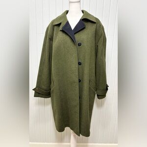 Aquila Looden Vintage Olive Green Wool Coat size XL